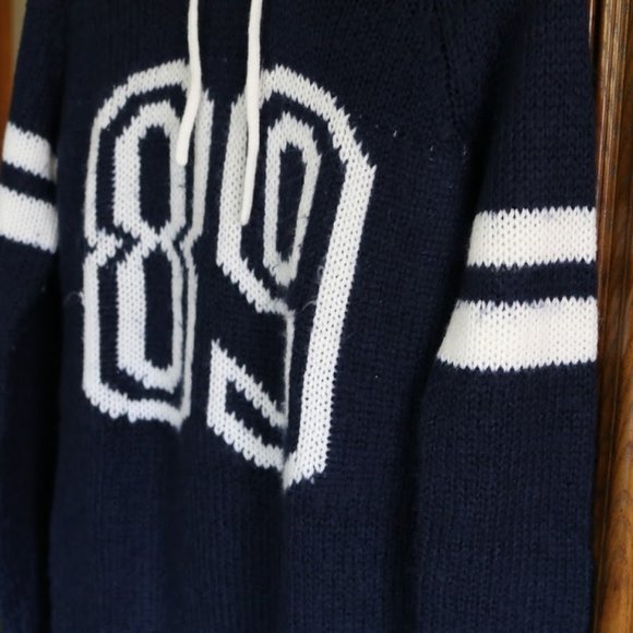 Wet Seal ‘89’ Knit Varsity Hoodie Pullover Sweater - Picture 8 of 15
